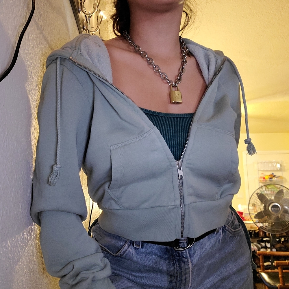 Brandy Melville Zip Up Crystal Hoodie